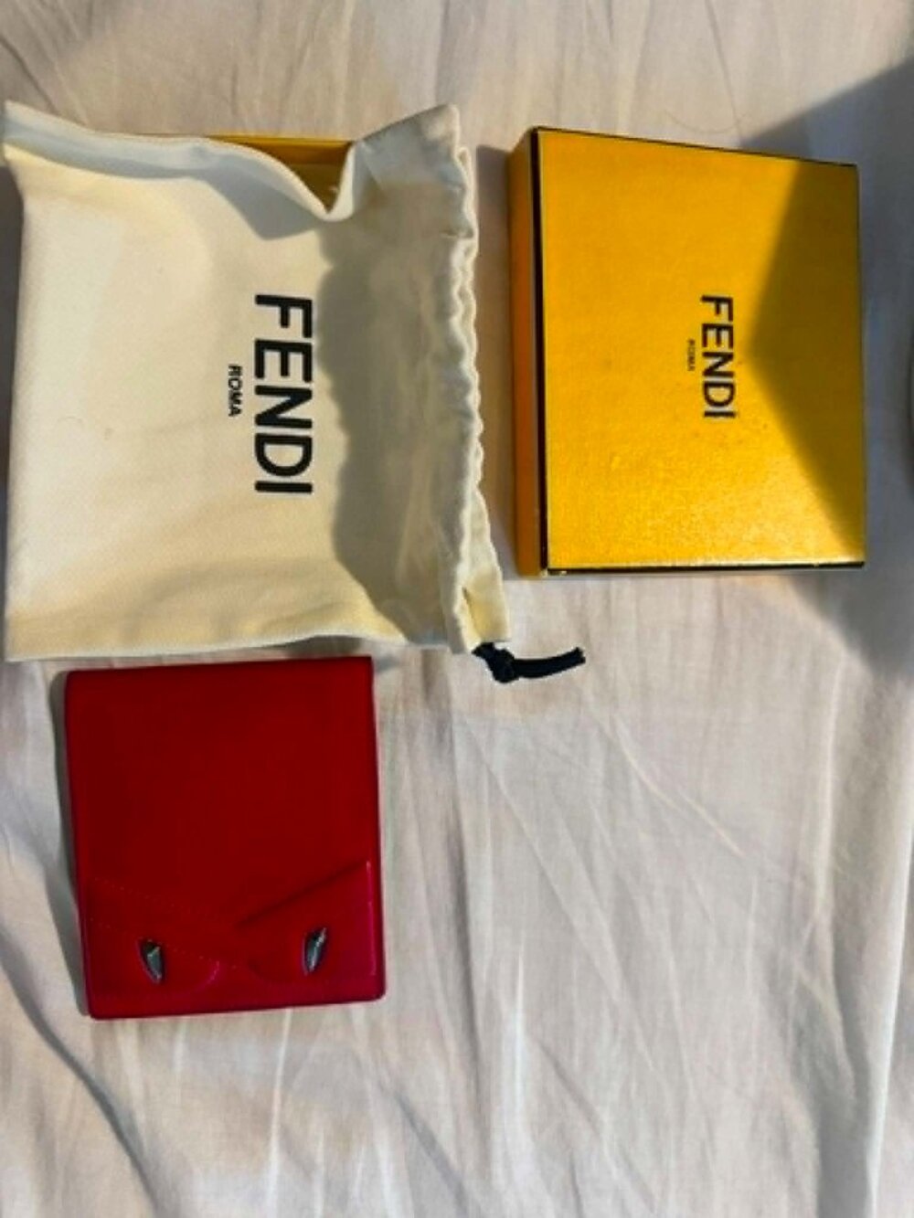 Fendi Bag Bugs Monster Eyes Bifold Wallet in Red (Preloved)